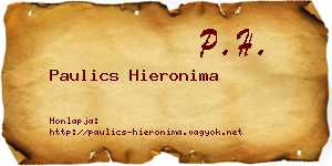 Paulics Hieronima névjegykártya